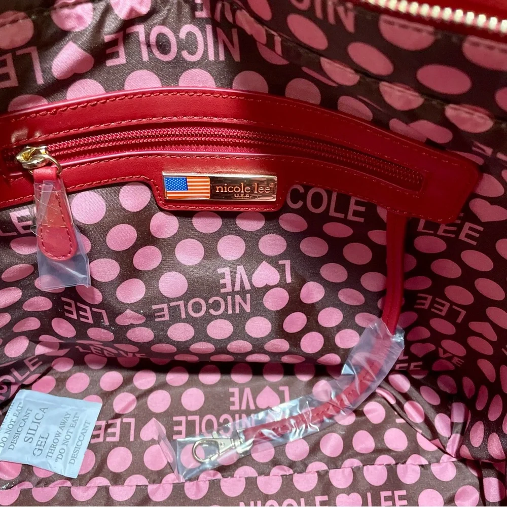 Nicole Lee NL Laser Cut Monogram Shopper with Studding, NWT and Dustbag